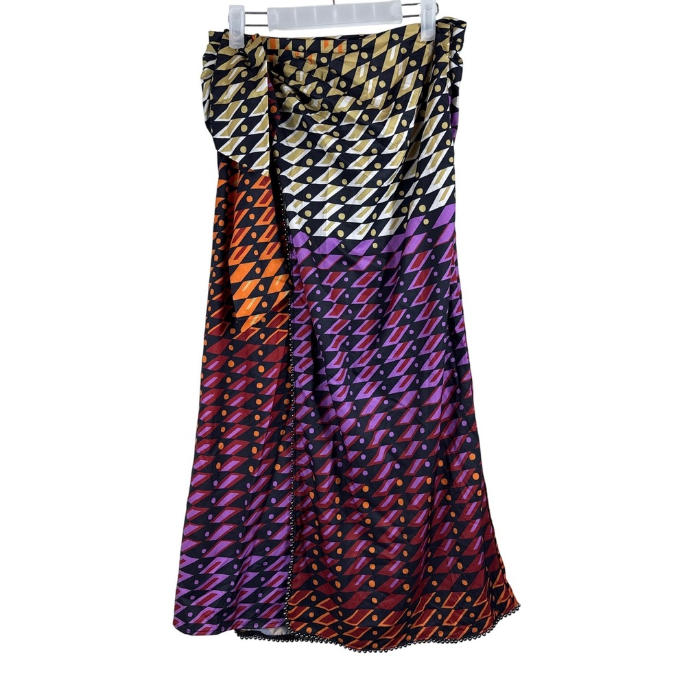 Micas Side Tie Silver‎ Beaded Trim Skirt Women Medium Perfect With Boots!